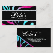 Sparkle Jewelry Zebra Nail Salon Blue Pink Visitenkarte (Vorne/Hinten)
