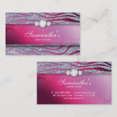 Sparkle Jewelry Zebra Plum Pink Glitzer Visitenkarte (Vorne/Hinten)