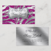 Sparkle Jewelry Zebra Silver Pink Visitenkarte (Vorne/Hinten)
