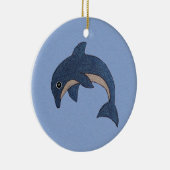 Sparkle Jumping Dolphin Dark Blue White Swirl Auge Keramik Ornament (Rechts)