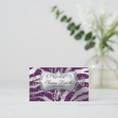Sparkle Juwelier Business Card Zebra Silver Lila Visitenkarte (Stehend Vorderseite)