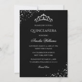Sparkle Kleid Silver Black Quinceanera Einladung (Rückseite)
