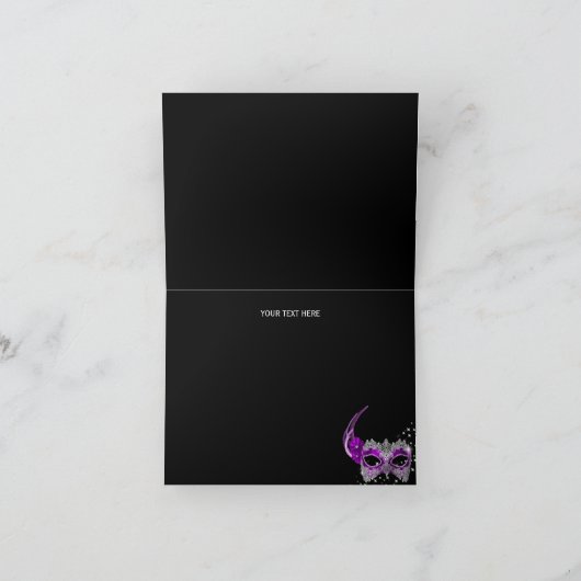 Sparkle Lace Maske Lila Masquerade Danke Karte (Innenseite)