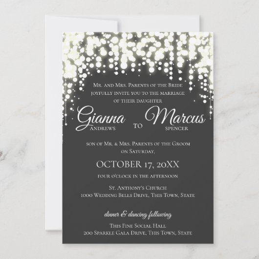 Sparkle Lights Gala Wedding Einladung (Vorderseite)