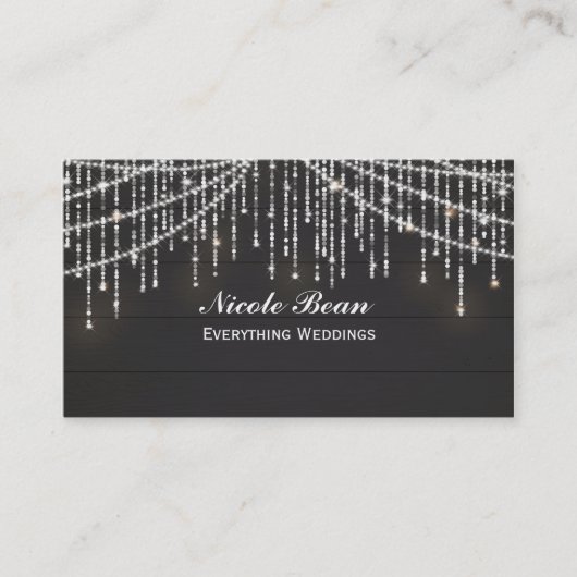 Sparkle Lights Rustic Wood Glam Chic Business Card Visitenkarte (Vorderseite)