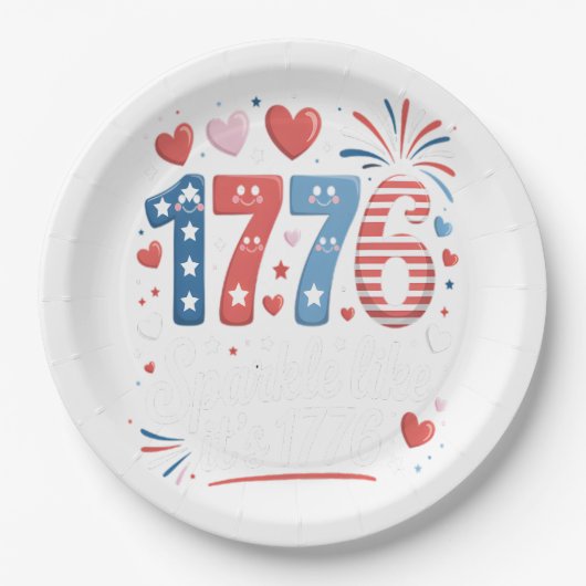 Sparkle like It's 1776 4. Juli Feuerwerk Pappteller (Vorderseite)