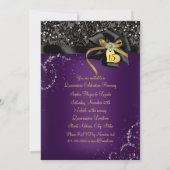 Sparkle Lila Gold Lace & Bow Foto Quinceanera Einladung (Rückseite)