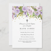 Sparkle Lila Taufe Einladung (Vorderseite)