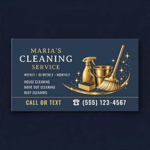 Sparkle Maid House Gold Navy Blau Reinigung Visitenkarte