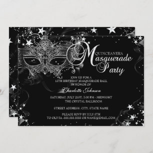 Sparkle Mask Star Night Masquerade Quinceañera Einladung