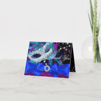 Sparkle Maske & Bow Masquerade Danke Karte