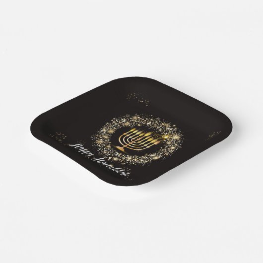 Sparkle Menorah Hanukkah Pappteller (Gewinkelt)