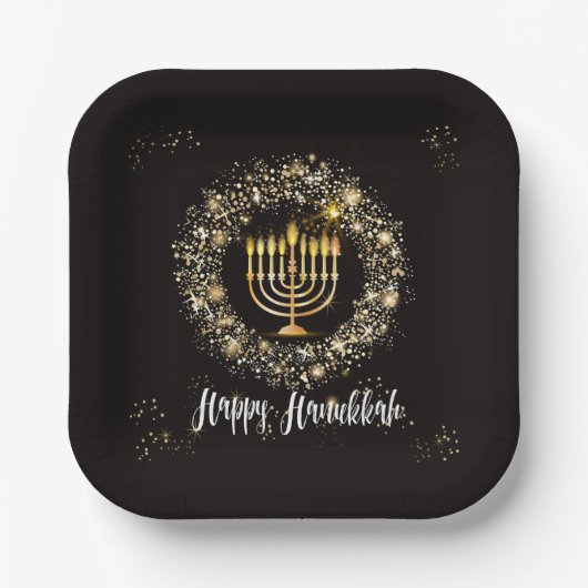 Sparkle Menorah Hanukkah Pappteller (Vorderseite)