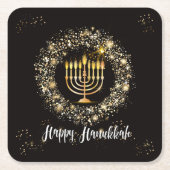Sparkle Menorah Hanukkah Rechteckiger Pappuntersetzer (Vorderseite)