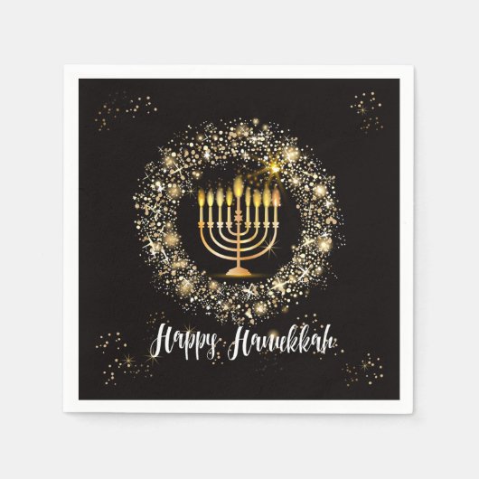 Sparkle Menorah Hanukkah Serviette (Vorderseite)