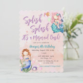Sparkle Mermaid Bash Birthday Einladung (Stehend Vorderseite)