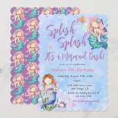 Sparkle Mermaid Bash Birthday Einladung (Vorne/Hinten)