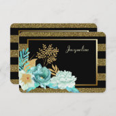 Sparkle Mint Gold Floral Bridesmaid Einladung (Vorne/Hinten)