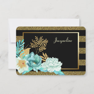 Sparkle Mint Gold Floral Bridesmaid Einladung