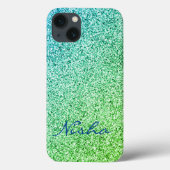 Sparkle Monogram für grünen Glitzer Case-Mate iPhone Hülle (Rückseite)
