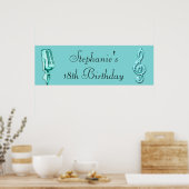 Sparkle Music Note and Retro Microphone Birthday Poster (Küche)