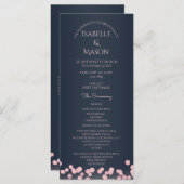 Sparkle Navy Blue and Pink Bokeh Wedding Program Programm (Vorne/Hinten)