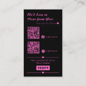 Sparkle Neon Pink Glitzer Herz QR Code Vielen Dank Visitenkarte (Rückseite)