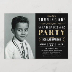 Sparkle Old Picture Surprise Geburtstagseinladunge Einladung