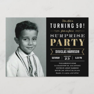 Sparkle Old Picture Surprise Geburtstagseinladunge Einladung