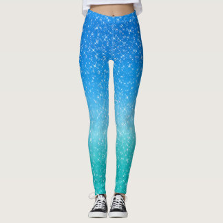 Sparkle Ombre Blue und Green Glitzer Leggings