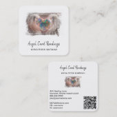 *~* Sparkle Opal Heart QR Angel Wings AP78 Gold Quadratische Visitenkarte (Vorne/Hinten)