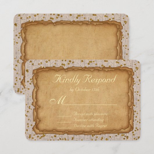 Sparkle Papyrus Alcient Wedding RSVP Karte (Vorne/Hinten)
