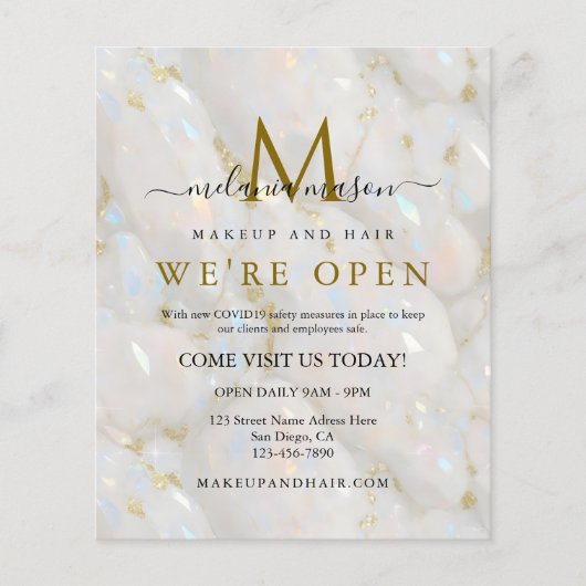 Sparkle Pastel Gold Opal Stone Makeup Künstler Flyer (Vorne)