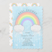 Sparkle Pastel Rainbow Kinderdusche Einladung (Vorne/Hinten)