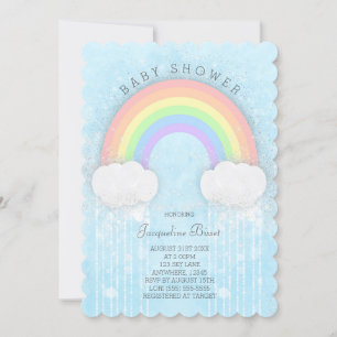 Sparkle Pastel Rainbow Kinderdusche Einladung