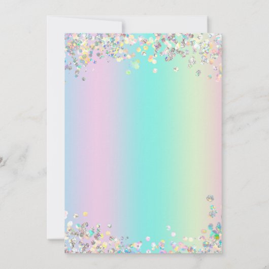Sparkle Pastel Rainbow Unicorn Einladung zum Gebur (Rückseite)
