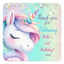 Sparkle Pastel Rainbow Unicorn Einladung zum Gebur