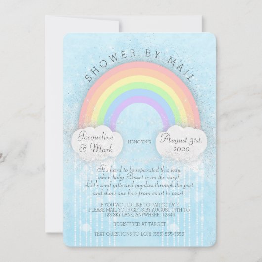 Sparkle Pastel Regenbogendusche per Post Einladung (Vorderseite)
