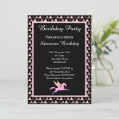 Sparkle Pastel Unicorn Black PATTERN BIRTHDAY Einladung (Stehend Vorderseite)