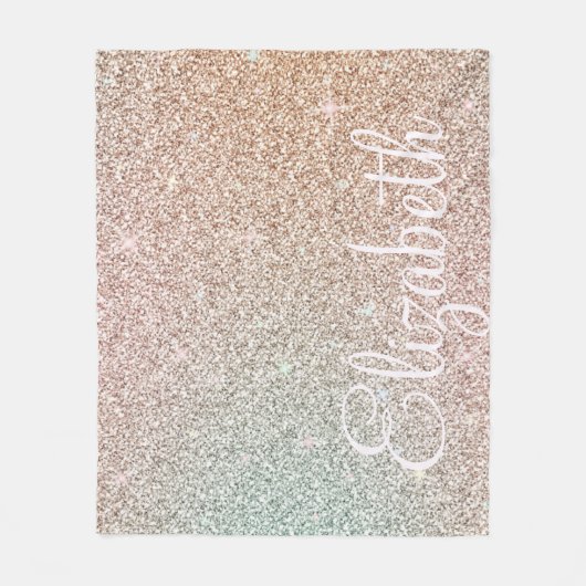 Sparkle! Personalisierte Rose Gold Glitzer Iridesc Fleecedecke (Vorderseite)