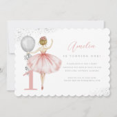 Sparkle Pink Ballerina Erste Geburtstagsparty Einladung (Vorderseite)
