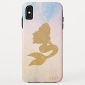 *~* Sparkle Pink Blue Gold Glitzer Mermaid Initial Case-Mate iPhone Hülle (Rückseite)