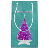 Sparkle Pink Christmas tree Silver Ornaments Teal Kleine Geschenktüte (Vorderseite)