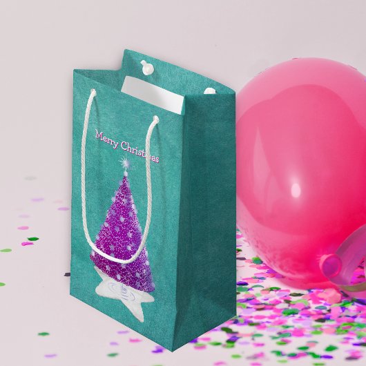 Sparkle Pink Christmas tree Silver Ornaments Teal Kleine Geschenktüte