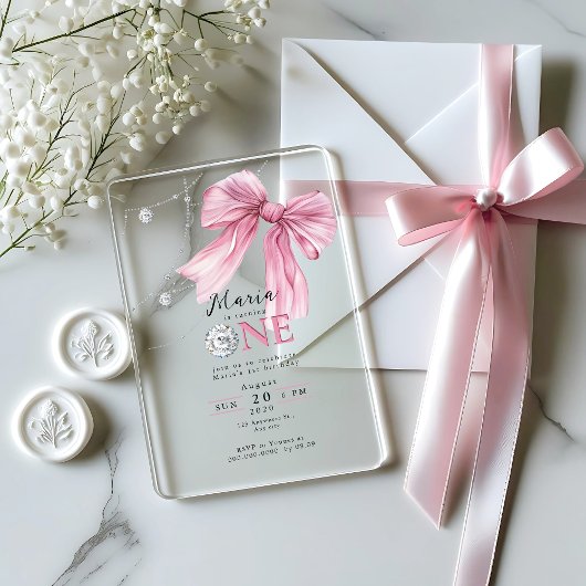 Sparkle Pink Coquette Bow 1. Acryleinladungen