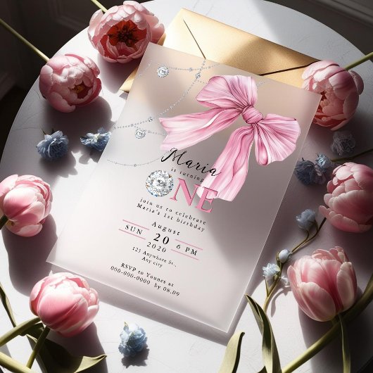 Sparkle Pink Coquette Bow 1. Acryleinladungen