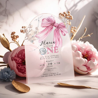 Sparkle Pink Coquette Bow 1. Acryleinladungen