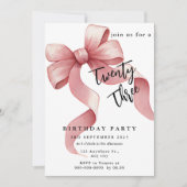 Sparkle Pink Coquette Bow 1. Einladung (Vorderseite)