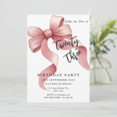 Sparkle Pink Coquette Bow 1. Einladung (Stehend Vorderseite)