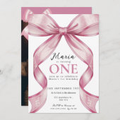 Sparkle Pink Coquette Bow 1. Einladung (Vorne/Hinten)